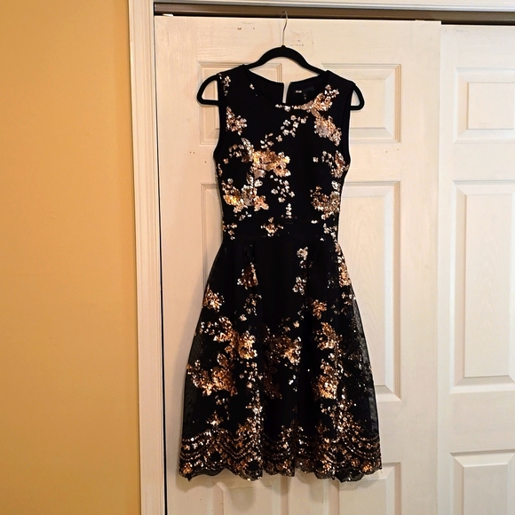 Sequins Maje Robe Fleurs Maje Dress Radar Maille Basket Black